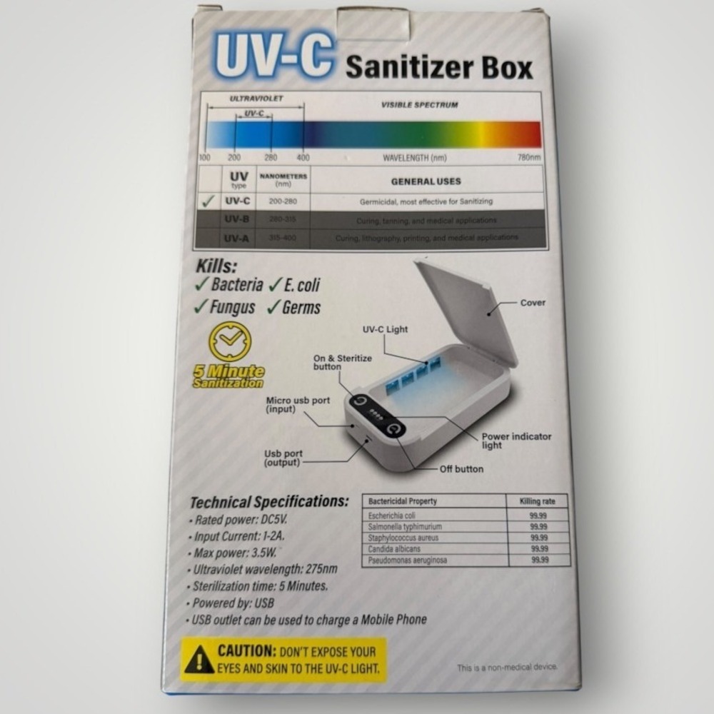 TV Direct UV-C Sanitizer Box White 5-Minute Phone Sterilizer 03211 - Picture 2 of 4
